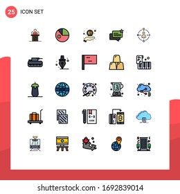 Pictogram Set of 25 Simple Filled line Flat Colors of online; chat; data; support; help Editable Vector Design Elements