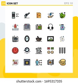 Pictogram Set of 25 Simple Filled line Flat Colors of leaf; energy; edit; ecology; write Editable Vector Design Elements