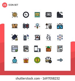 Pictogram Set of 25 Simple Filled line Flat Colors of increase; designing tool; website; decrease; online Editable Vector Design Elements