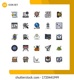 Conjunto pictograma de 25 colores planos de línea llenos sencillos de remedio; asistencia sanitaria; html; droga; elementos de diseño de vectores editables de relación