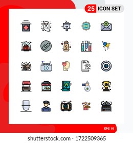 Pictogram Set of 25 Simple Filled line Flat Colors of chat; agreement; bathroom; card; ok Editable Vector Design Elements