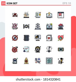 Pictogram Set of 25 Simple Filled line Flat Colors of seo; bookmark; clipboard; solution; idea Editable Vector Design Elements