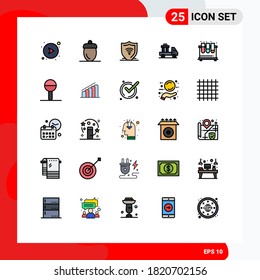 Pictogram Set of 25 Simple Filled line Flat Colors of chemistry; send; green; ecommerce; shield Editable Vector Design Elements