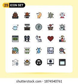 Pictogram Set of 25 Simple Filled line Flat Colors of flask; plant; training; leaf; autumn Editable Vector Design Elements