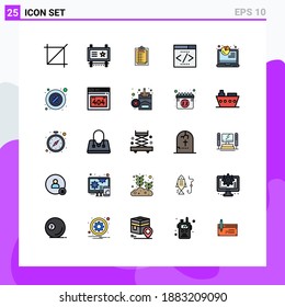 Pictogram Set of 25 Simple Filled line Flat Colors of seo; analysis; presentation; seo; interface Editable Vector Design Elements