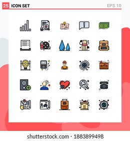 Pictogram Set of 25 Simple Filled line Flat Colors of finance; cash; idea; ui; error Editable Vector Design Elements