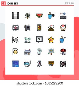 Pictogram Set of 25 Simple Filled line Flat Colors of medical; keyboard; watermelon; attach; human Editable Vector Design Elements