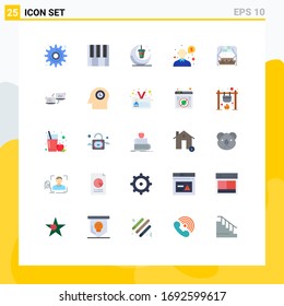 Piktogramm Set von 25 einfachen flachen Farben des Lebens; Unterstützung; Licht; Frage; helfen beim Bearbeiten von Design-Elementen für Vektorillustrationen