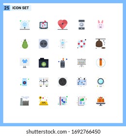 Piktogramm-Set mit 25 einfachen Flachfarben von Bynny; Suche; Kasten; Telefon; Design-Elemente für hochauflösende Vektorillustration