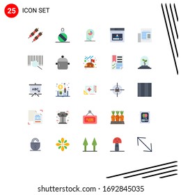 Conjunto de pictogramas de 25 colores planos sencillos de periódico; perfil; perfil; sitio web; elementos de diseño de vectores editables de página