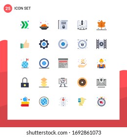 Pictogram Set of 25 Simple Flat Colors of thanks; design; law; software; drawing Editable Vector Design Elements