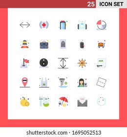 Conjunto de pictogramas de 25 colores planos sencillos de análisis; torta; elevación; gráfico; elementos de diseño de vectores editables para hombre