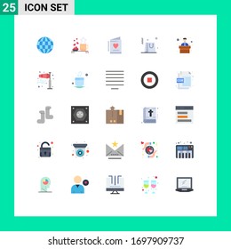 Pictogram Set of 25 Simple Flat Colors of presentation; shopping; wedding; business; wedding Editable Vector Design Elements