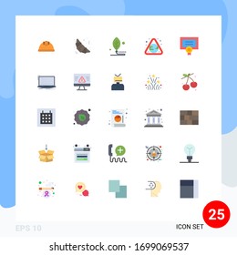 Conjunto de pictogramas de 25 colores planos simples de certificado; residuos; biología; contaminación; elementos de diseño de vectores editables en tierra