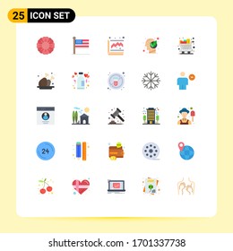 Pictogram Set of 25 Simple Flat Colors of shopping; full; graph; cart; green Editable Vector Design Elements