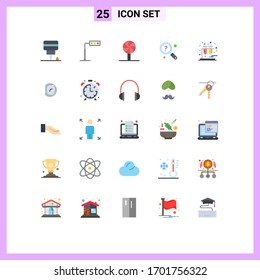 Pictogram Set of 25 Simple Flat Colors of test; support; festival; search; help Editable Vector Design Elements