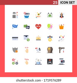 Pictogram Set of 25 Simple Flat Colors of leaf; clover; globe; calendar; money Editable Vector Design Elements