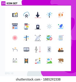 Piktogramm-Set mit 25 einfachen flachen Nierenfarben; Lüfter; Entwicklung; Windmühle; Bearbeitbare Vectordesign-Elemente herunterladen