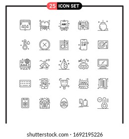 Pictogram Set of 25 Simple Lines of xmas; christmas; board; celebration; card Editable Vector Design Elements
