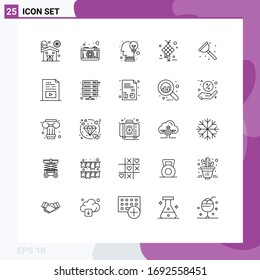 Pictogram Set of 25 Simple Lines of bathroom; design; brain; creative; decoration Editable Vector Design Elements