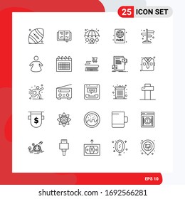 Pictogram Set of 25 Simple Lines of street; city; insurance; summer; diving pass Editable Vector Design Elements