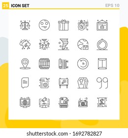 Conjunto de pictogramas de 25 líneas simples de celebración; signo; vacaciones; tienda; materiales de diseño de vectores editables para café