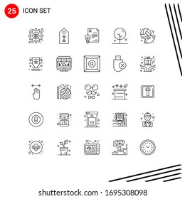 Pictogram Set of 25 Simple Lines of nature; flower; two; blooming; invention Editable Vector Design Elements