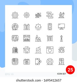 Pictogram Set of 25 Simple Lines of science; study; holi; learning; education Editable Vector Design Elements