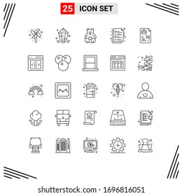 Pictogram Set of 25 Simple Lines of file; ok; hearts; file; delivery Editable Vector Design Elements