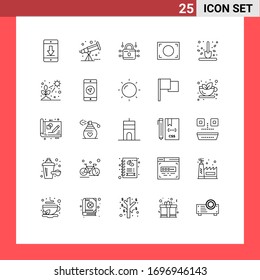 Pictogram Set of 25 Simple Lines of gardening; autumn; louck; photo; focus Editable Vector Design Elements