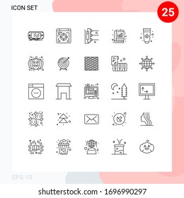 Pictogram Set of 25 Simple Lines of lotus; graph; factory; book; analysis Editable Vector Design Elements