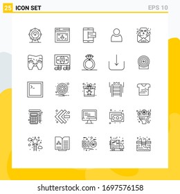 Pictogram Set of 25 Simple Lines of chat; user; download; avatar; online Editable Vector Design Elements