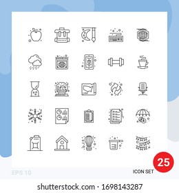 Pictogram Set of 25 Simple Lines of idea; polygon; painting; globe; keyboard Editable Vector Design Elements