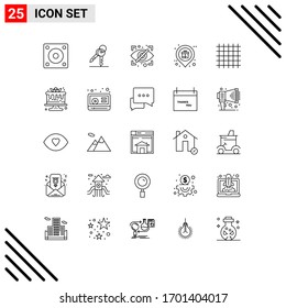 Pictogram Set Of 25 Simple Lines Of Grid; Shop; Block; Place; Holder Editable Vector Design Elements