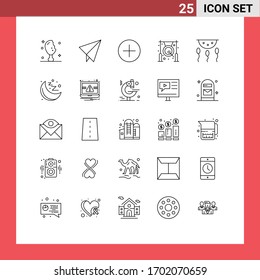 Pictogram Set of 25 Simple Lines of laboratory; biology; new; biochemistry; gong Editable Vector Design Elements