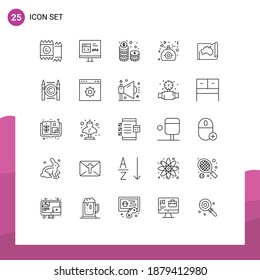 Piktogramm-Set von 25 einfachen Linien von Gegenwart; Liebe; Fehler; Geschenk; Bearbeitbare Vektordesign-Elemente mit Bargeld