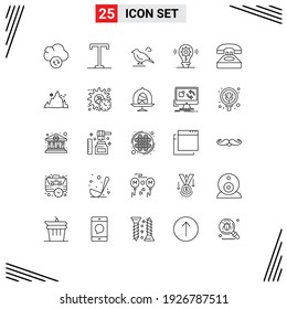 Pictogram Set of 25 Simple Lines of contact us; communication; small; call; gear Editable Vector Design Elements