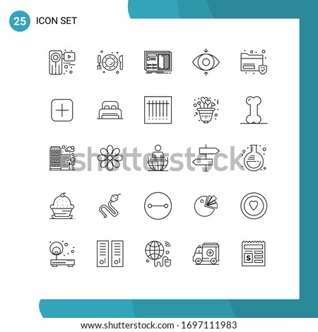 Pictogram Set of 25 Simple Lines of view; eye; knife; prototype; drawing Editable Vector Design Elements
