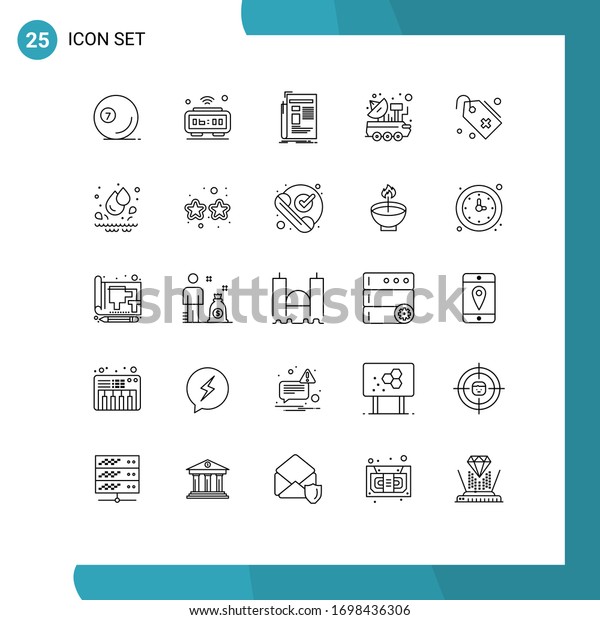 Pictogram Set of 25\
Simple Lines of science; car; iot; newspaper; news Editable Vector\
Design Elements
