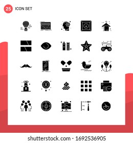 Pictogram Set of 25 Simple Solid Glyphs of beach; download; studio; box; process Editable Vector Design Elements