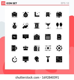 Pictogram Set of 25 Simple Solid Glyphs of engine; preview; arrows; monitor; wish list Editable Vector Design Elements