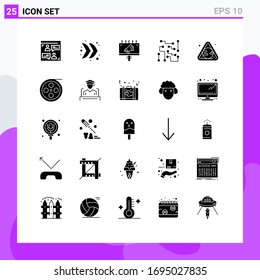 Pictogram Set of 25 Simple Solid Glyphs of earth; physical science; ad; electronics; biophysics Editable Vector Design Elements