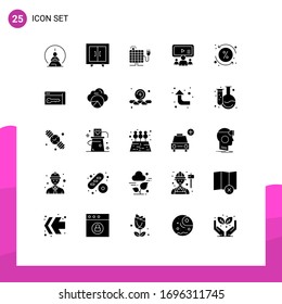 Piktogramm-Set mit 25 einfachen festen Glyphen von Kosten; Mannschaft; Schule; online; Design-Elemente für Vektorillustration mit Stecker