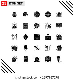 Pictogram Set of 25 Simple Solid Glyphs of care; signaling; drink; radar; slice Editable Vector Design Elements