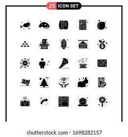 Pictogram Set of 25 Simple Solid Glyphs of skull; resume; mars; job; nature Editable Vector Design Elements