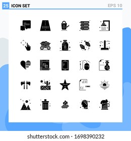 Pictogram Set of 25 Simple Solid Glyphs of finger; cleaning; shower; bathroom; security Editable Vector Design Elements