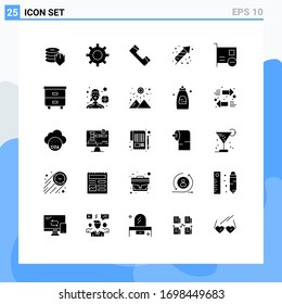 Pictogram Set of 25 Simple Solid Glyphs of devices; card; contact; holiday; festivity Editable Vector Design Elements