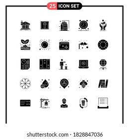 Pictogram Set of 25 Simple Solid Glyphs of timer; schedule; sign; clock; food Editable Vector Design Elements