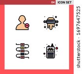 Pictogram Set of 4 Simple Filledline Flat Colors of basic; phone; kitchen; music; receiver Editable Vector Design Elements