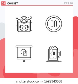 Pictogram Set of 4 Simple Filledline Flat Colors of machine; projector; weight; user; alcoholparty Editable Vector Design Elements